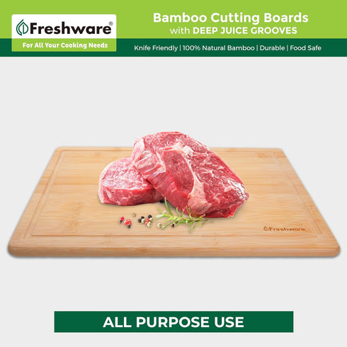 Bamboo Cutting Boards for Kitchen with Juice Groove, Extra-Large Wood Cutting Board, 17.5 x 12-inch