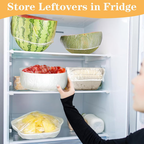 Plastic Bowl Covers, 200 PCS Reusable Food Covers, Elastic Bowl Covers for Bread Proofing