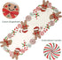90 inches Gingerbread Table Runner Christmas Runners Embroidered Decorations Candy Cane Long for Kitchen Dinning Coffee