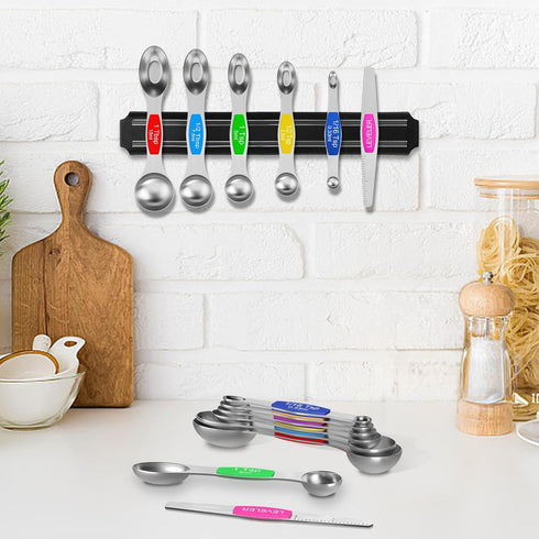 Wildone 14 Piece Stainless Steel Measuring Spoons Set, Includes 8 Double Sided Magnetic, 1 Leveler and 5 Mini
