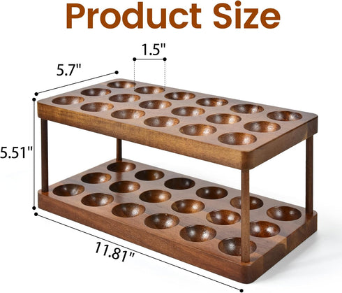 2 Countertop, 36 Wooden Double Layer Egg Holder - Farmhouse Kitchen Acacia Egg Tray Organizer - Tier Fresh Egg Storage