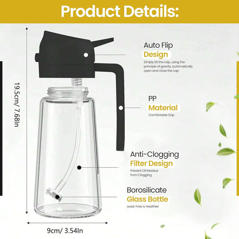 2 1 16oz/470ml in Oil Sprayer & Dispenser for Cooking | Glass Olive Oil Sprayer with Brush | Oil Spray Bottle