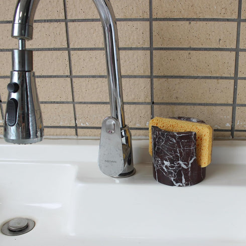 Nawgnail Counter, Natural Marble Travertine Sponge Holder for Kitchen Drying Rack, Sponge Caddy for Sink Organizer