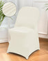 6 Packs Ivory Spandex Stretch Folding Chair Covers for Wedding Party,Universal Fitted Washable Dining Seat Slipcovers