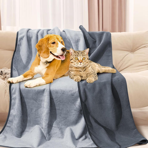 50''x60'' Tisancy Waterproof Blanket for Bed Couch Sofa, Reversible & Washable, Fleece and Flannel Waterproof Mat
