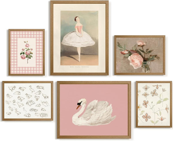 Baccone Nursery Pink Wall Art Decor Baby Girl Canvas Wall Art Vintage Floral
