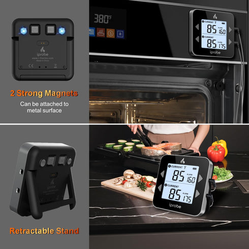Dual Probe Rechargeable Waterproof Digital Meat Thermometer, Large LCD Cooking Thermometer for Kitchen & BBQ