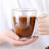 17oz,Double Beverages,Set 4 CNGLASS Large Glass Coffee Mugs Walled Insulated Clear Coffee Cups with Handle,Clear