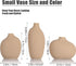 Set 3,Bulk Small Tan Brown Ceramic Vase of Mini Bud Vases for Flowers and Pampas Grass,Cute Boho Ellipse Home Decor
