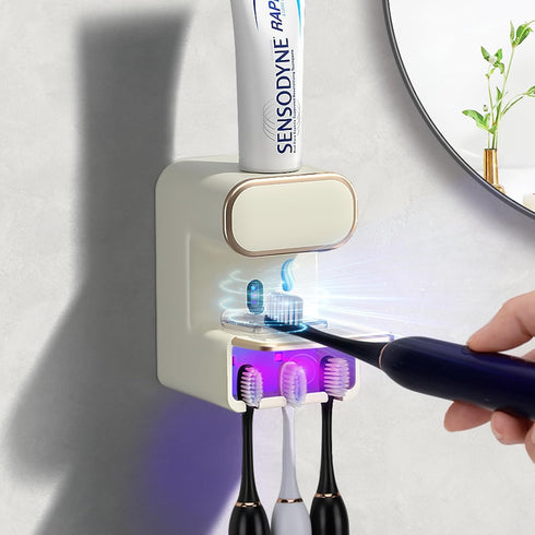 Automatic Electric Toothpaste Dispenser, Wall Mounted with 3 Toothbrush Slots, for Kids