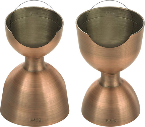 Barfly M37098ACP Heavy-Duty Straight Rim Bell Jigger, 25 ml x 50 ml, Antique Copper