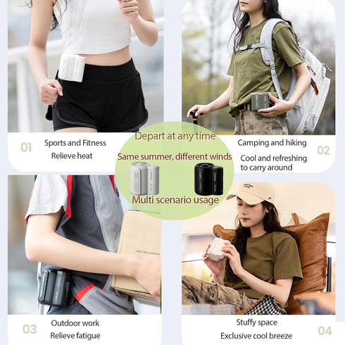 Portable Waist Clip Fan, Handheld Mini Cooling Fan, Speed Adjustable Personal Outdoor Fan for Traveling