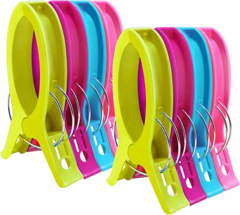 HiGift Jumbo Quilting Clamps, 8 Pack Extra Large Beach Towel Clips, 5 inch Wide Opening Plastic Clips