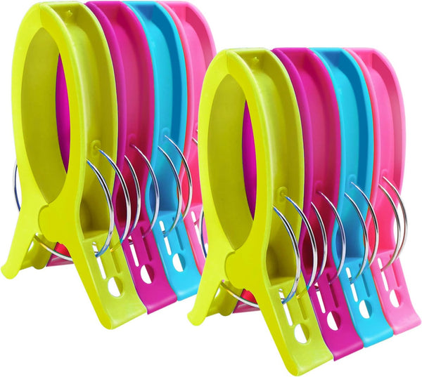 HiGift Jumbo Quilting Clamps, 8 Pack Extra Large Beach Towel Clips, 5 inch Wide Opening Plastic Clips