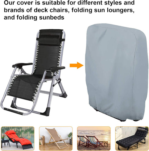 Uranshin 2PCS, 28" 13" 43" Outdoor Folding Chair Covers Zero Gravity Chair Covers Waterproof, Sturdy Folding Patio