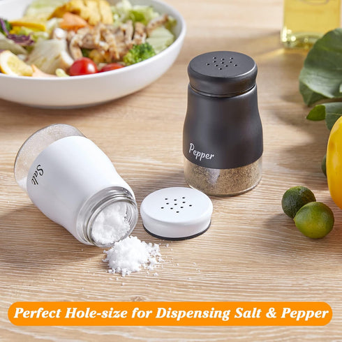 Bivvclaz Salt and Pepper Shakers Set, 5 Ounce Stainless Steel Dispenser with Glass Bottom for Modern Kitchen Decor