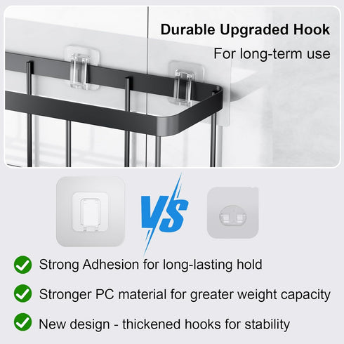 3 Pack Lsnisni Shower Caddy Adhesive Replacement, Waterproof Shower Shelf Adhesive Strips, Strong Adhesive Flat Hooks
