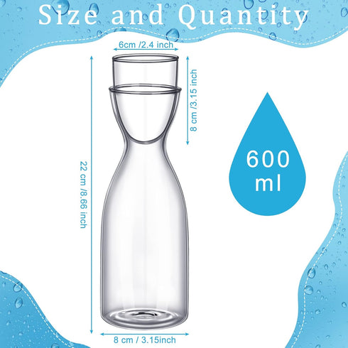 CHENGU Set Set 600 ml (1) Bedside Water Carafe with Tumbler Glass for Bathroom Mouth Washer Dispenser Mouth Wash