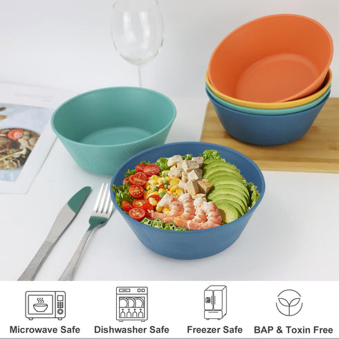 PYRMONT 36 OZ Cereal Bowls - Wheat Straw Bowls Set of 8, Reusable Soup Bowls, Microwave & Dishwasher Safe