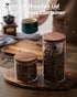 17 oz Sets 2 Coffee Canister with Scoop and Wooden Lids, Airtight Glass Coffee Beans Storage Container of for Ground