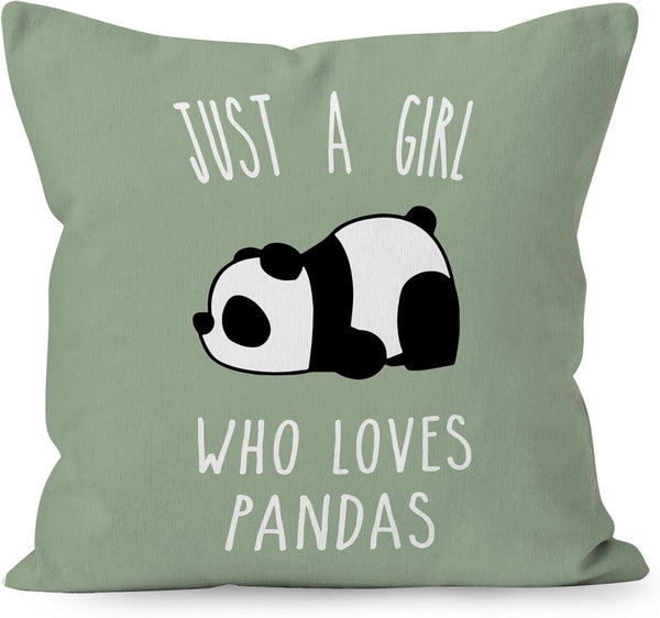 Panda Throw Pillow Cover Decor, Sagegreen Cute Panda Bear Lovers Gifts for