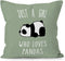Panda Throw Pillow Cover Decor, Sagegreen Cute Panda Bear Lovers Gifts for