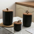 Canister Sets for Kitchen, Black Ceramic Kitchen Canisters with Airtight Wood Lids, Set of 3 for Flour and Sugar