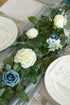 5FT Ling's Moment Dusty Blue Artificial Flower Garland Rose Leaves Floral Garland Arch Flowers Vine Table Centerpieces