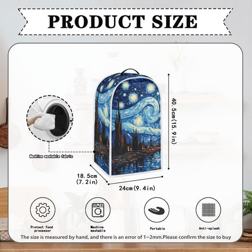 Starry Night Blender Cover, Anti Fingerprint Food Processor Cover with Top Handle, Kitchen Decoration for Small