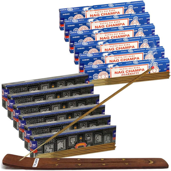 Nag Champa Incense Sticks & Super Hit Bundle - Incense Holder for Home Fragrance & Spiritual Décor