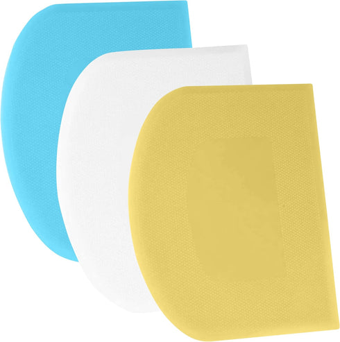 SURDOCA Bench Scraper, Dough Scraper - 3P, 4.7x3.7" Plastic Flexible Bowl Scraper, Non-Slip Bakeware Decorating Tools,