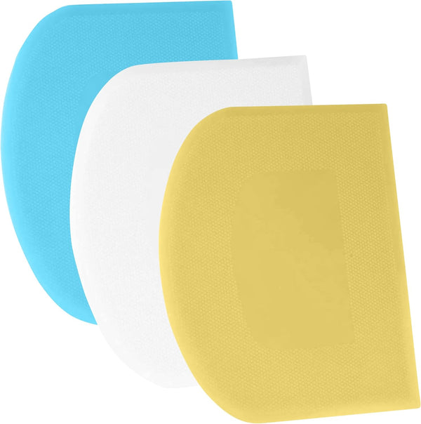 SURDOCA Bench Scraper, Dough Scraper - 3P, 4.7x3.7" Plastic Flexible Bowl Scraper, Non-Slip Bakeware Decorating Tools,