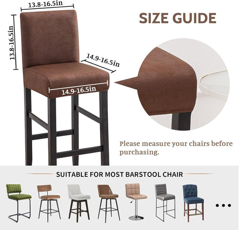 Set 4, FUANGUI Bar Stool Covers of Stretch Removable Bar Stool Seat Covers with Backs Slipcovers, Bar Chair Covers