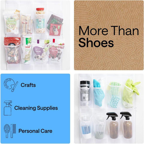 12 2 Closet Closets 64H 9.5W GORILLA GRIP Over the Door Shoe Organizer, Large Breathable Mesh Pockets, Space Saving