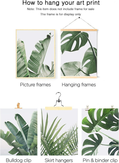 Botanical Wall Art Prints Set of 6, Tropical Leaves Decor Canvas Prints for Wall Decor, Green Wall Art Posters Set for