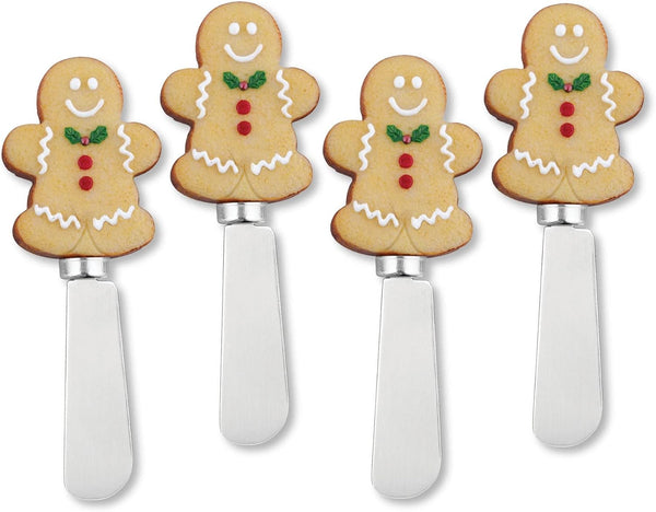 Supreme Housewares Gingerbread Men Cheese Spreaders, Hand-Painted Resin Handles with Stainless Steel