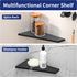 12" 304 Corner Shower Shelf, Matte Black Trapezoid Grout in Shampoo Shelf, Stainless Steel Grid Design Recessed