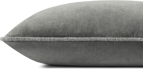 Loloi Liza Pillow Cover, 12'' x 27'' with Down, Grey