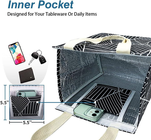 iknoe Insulated Lunch Bag for Women, 9L Foldable Cooler Bag with Pockets, Leakproof & Portable for Picnic, Office,