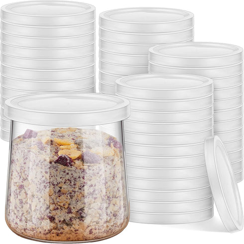 Tessco for you 48 Pieces Yogurt Container Lids Clear Plastic Jar Lids
