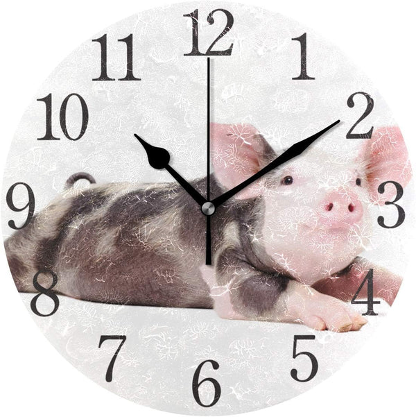 Cute Wet Shitzu Dog Round Wall Clock with Arabic Numerals Design for Living Room Bathroom Home Decor (pattern6)