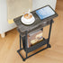 Narrow Small Side Table for Small Spaces - Slim End Table with Magazine Rack - Narrow End Table Living Room Couch Side