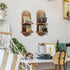 2 15.75 6.69 Inches(Brown) Wenqik Pcs Boho Wall Shelf Rainbow Arch Wooden Floating Shelf Mid Century Bohemian Hanging