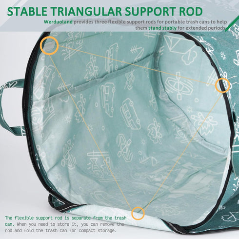 Werduoland 2 30 Pcs Gallon Collapsible Trash Can Portable Waterproof Reusable with Zippered Lid for RV's, Camping