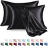 MR&HM Satin Pillowcase for Hair and Skin, Silk Satin Pillowcase 2 Pack, Queen Size (20x30, Black)