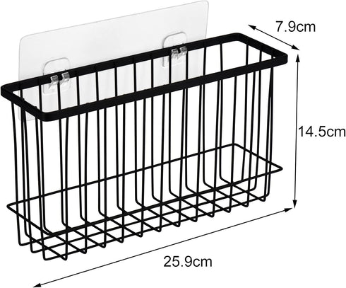 Toplife Wall Door Adhesive Kitchen Wrap Organizer Rack, No Drilling, Black Color