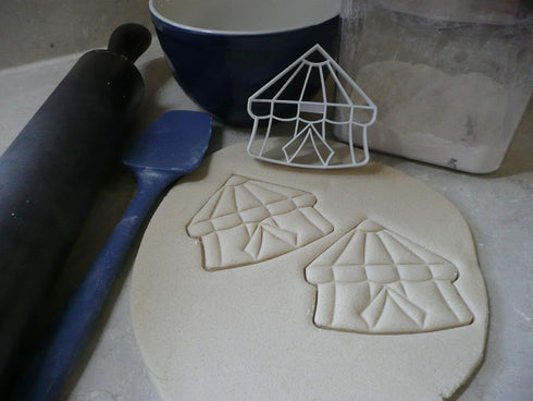 DETAILED CIRCUS TENT COOKIE CUTTER - White Plastic, Hand Wash Only, Made in USA
