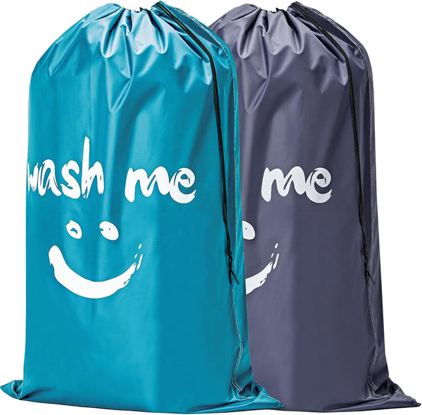 HOMEST XL Wash Me Travel Laundry Bag 2 Pack, Dirty Clothes Organizer, Holds 4 Loads, Fits Laundry Hamper or Basket