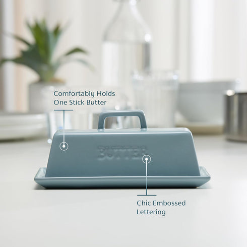 Countertop, Butter Dish with Lid for by Kook, Ceramic Dish Tray with Cover, Kitchen Keeper, Container, Holder (Casper