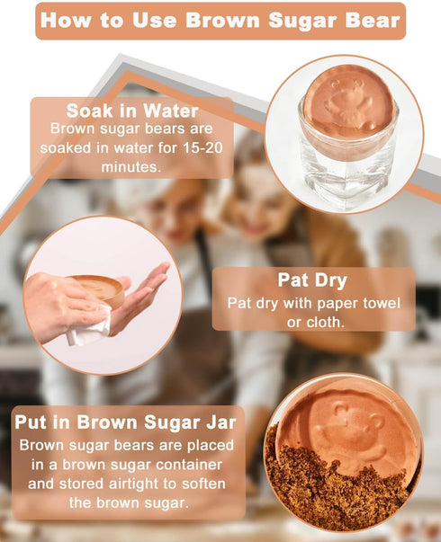 4 Pack vensovo Terracotta Brown Sugar Keeper - Brown Sugar Bear with Multiple Uses for Food Storage Containers